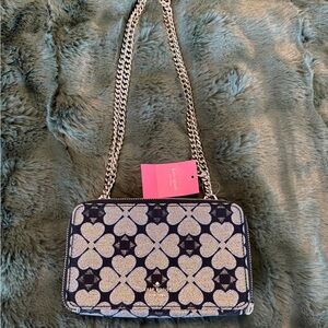 Kate Spade Black and Silver Heart Pattern Crossbody Bag